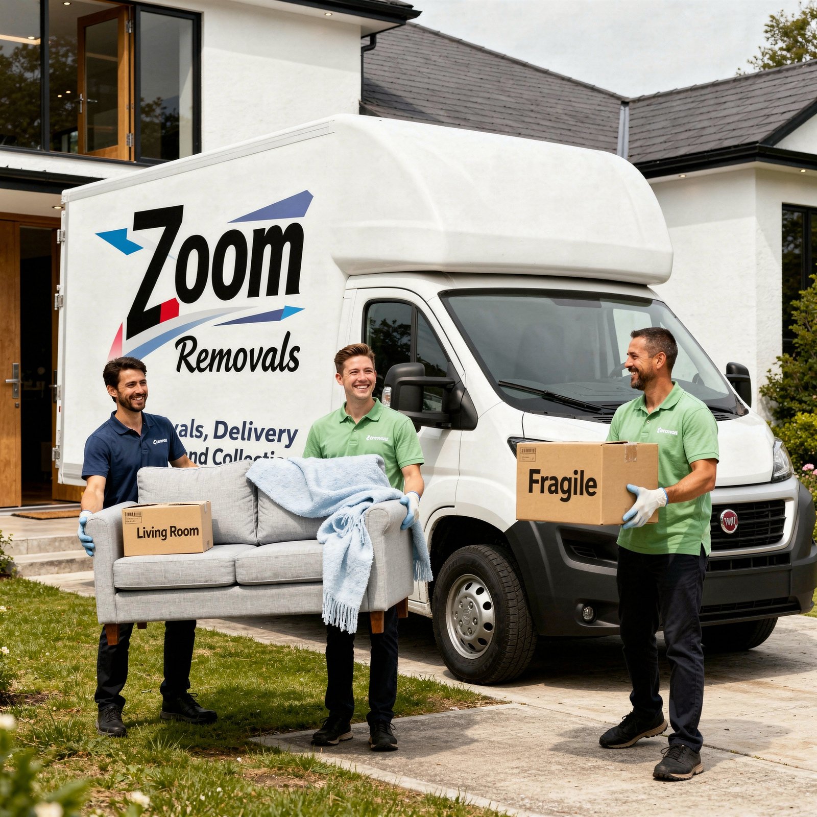Home removals movers carrying furniture